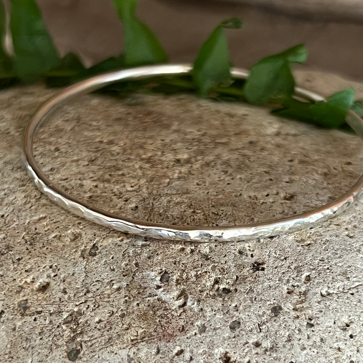 Classic Hammered Bangle cremation bracelet