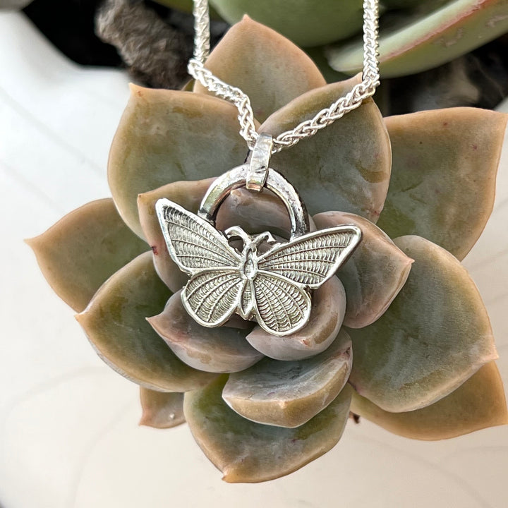 silver butterfly cremation pendant