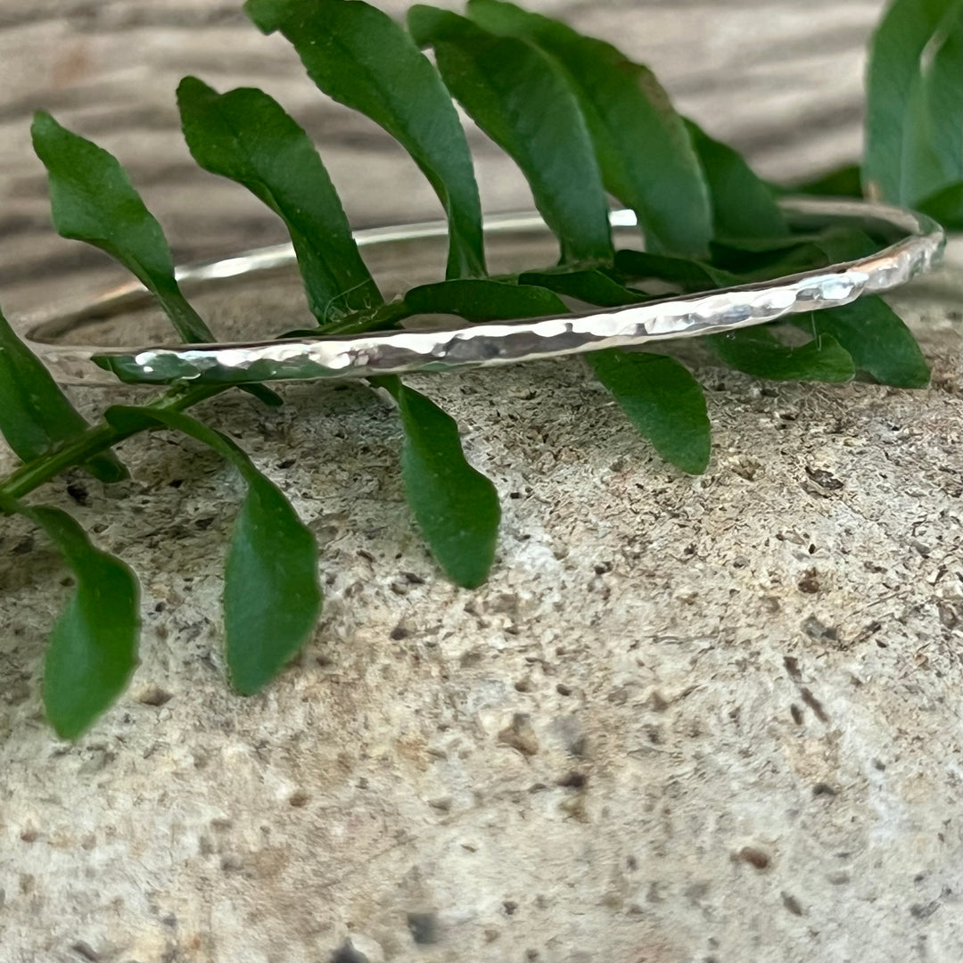 Classic Hammered Bangle cremation bracelet