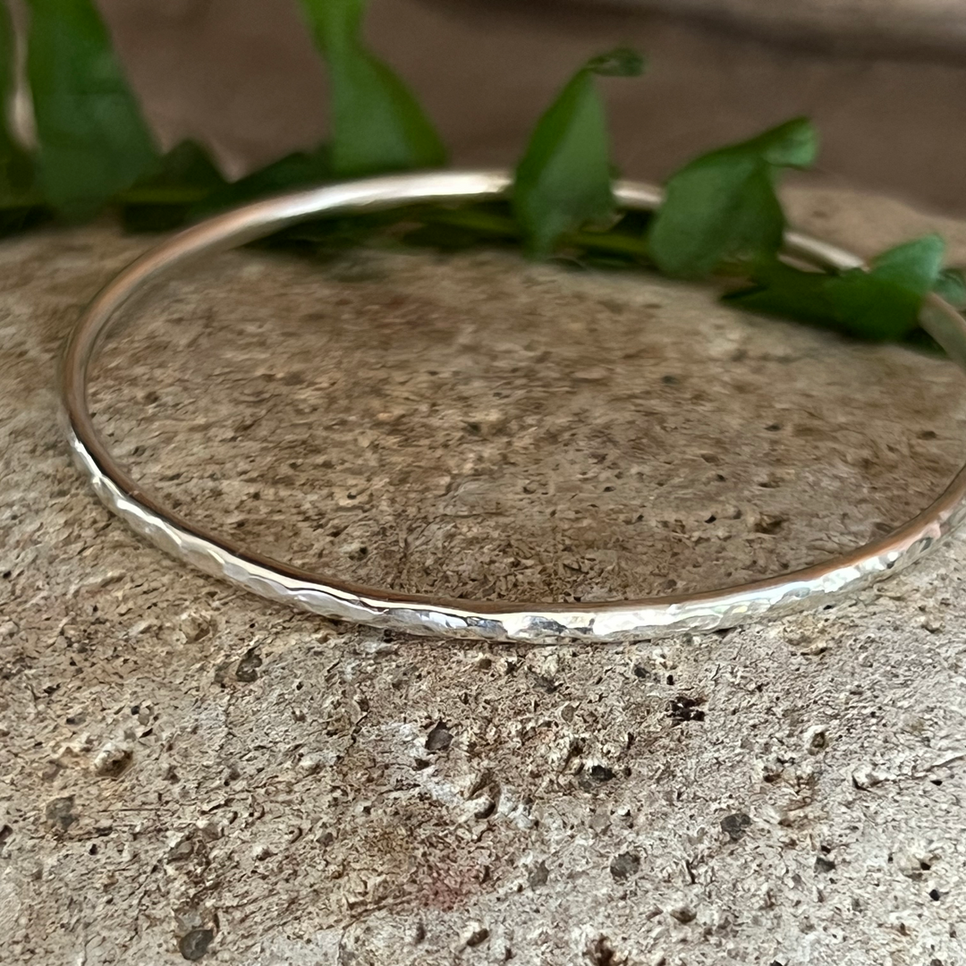 Classic Hammered Bangle cremation bracelet