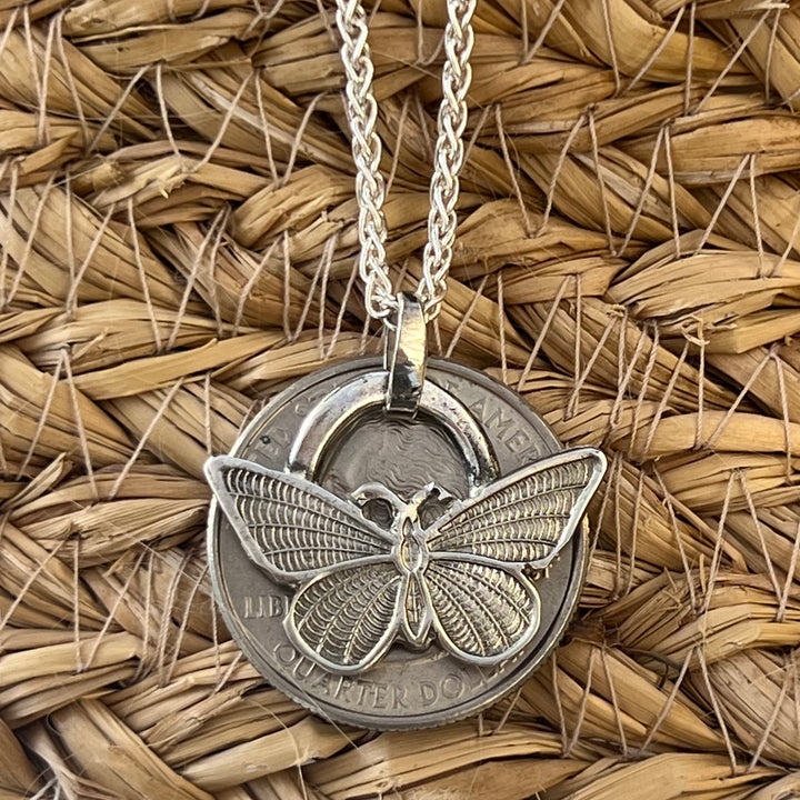 handmade silver butterfly memorial jewelry with cremation ash