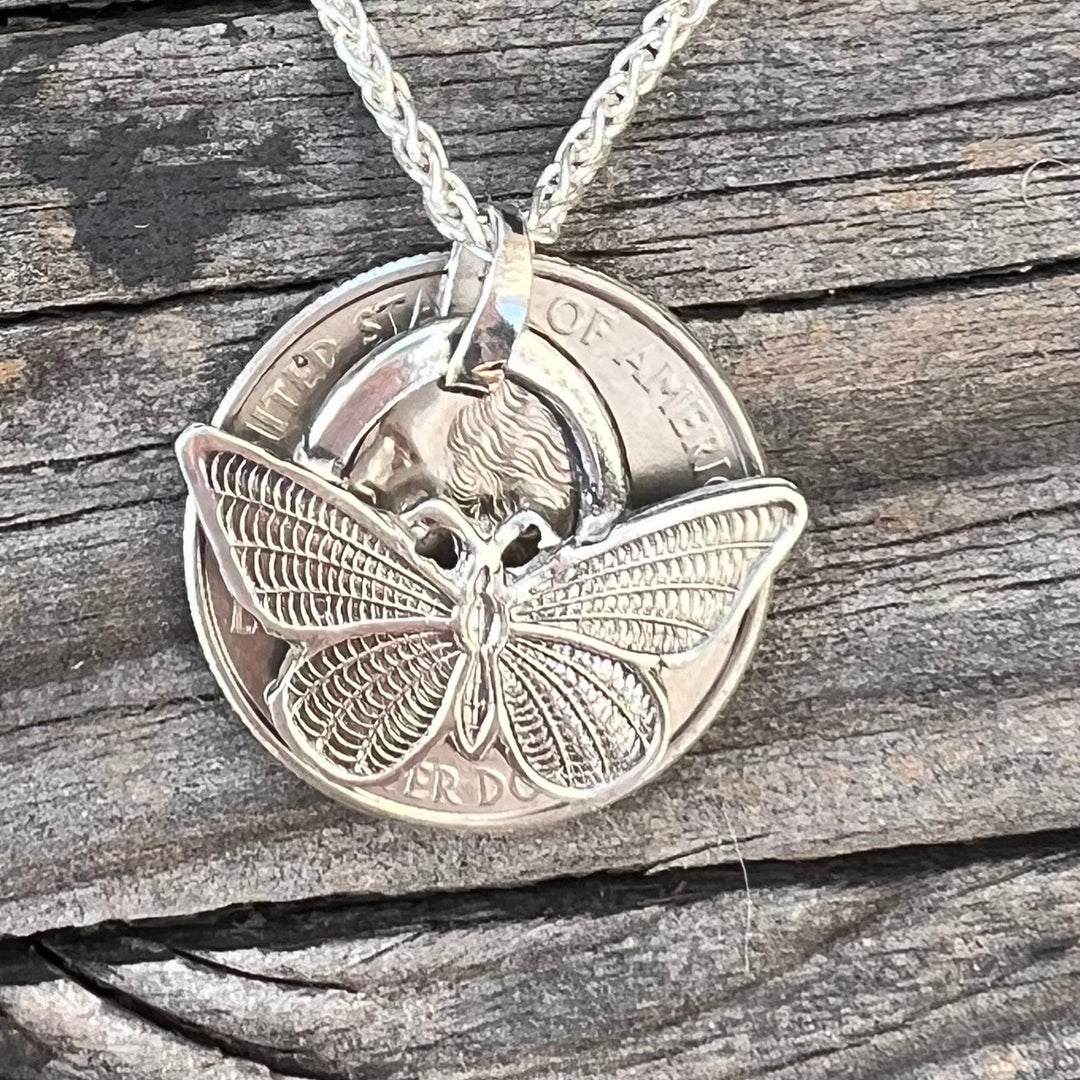 Cremation jewelry butterfly pendant in sterling silver