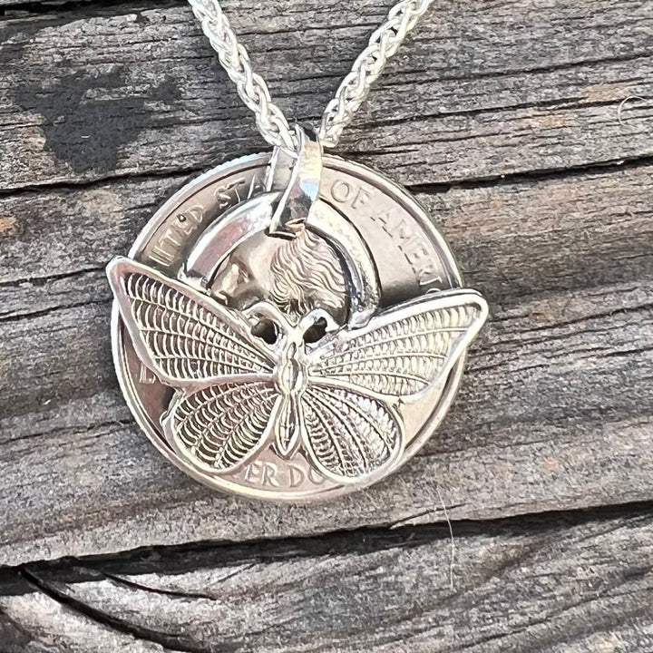 Cremation jewelry butterfly pendant in sterling silver